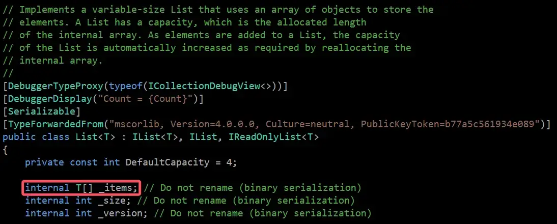 List 的内部实现是数组